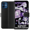 Pikkukuva 1 / 3: Yhteensopiva Lompakkokotelo Apple iPhone 12 mini Kpop Demoninmetsästäjät Huntrix Trio Violetit Tähdet Retro Kosminen Idolihehku