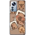 Pikkukuva 1 / 3: Yhteensopiva Puhelinkuori Xiaomi 12 Pro Capybara Frame Friends Leikkisä design, jossa on pieniä kapybaroja tähtikuvioisissa ruuduissa ja beige tausta