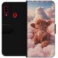 Miniatyrbild 1 av 2: Kompatibelt Plånboksfodral till Samsung Galaxy A20s Söt kalv bland moln drömlik rosa design med mjuka färger varm känsla av lugn trygghet glädje och