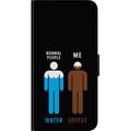 Miniatyrbild 3 av 3: Kompatibelt Plånboksfodral till Motorola Moto G9 Play Rolig minimalistisk illustration med text normal people water me coffee perfekt för kaffeälskar