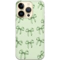 Miniatyrbild 1 av 3: Kompatibelt Mobilskal till Apple iPhone 14 Pro Gröna rosetter mönster sött pastell bow pattern seamless gift ribbon estetiskt bakgrund motiv poster