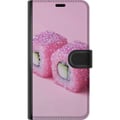 Pikkukuva 3 / 3: Yhteensopiva Lompakkokotelo Apple iPhone 12 mini Sushi juliste vaaleanpunainen glitter kawaii japanilainen ruoka rulla riisi kala esteettinen mattode