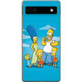 Pikkukuva 1 / 3: Yhteensopiva Puhelinkuori Google Pixel 6a The Simpsons -perhepotretti, jossa ovat Homer, Marge, Bart, Lisa ja Maggie, ikoninen piirrosaihe