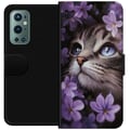 Miniatyrbilde 1 av 3: Kompatibelt Lommeboketui til OnePlus 9 Pro Katt og blomster