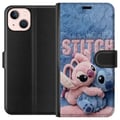 Miniatyrbild 1 av 3: Kompatibelt Plånboksfodral till Apple iPhone 13 Fluffiga Stitch och Angel kramas på mjukt pälsigt underlag med pastellfärger som skapar varm gosig kä