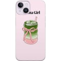 Miniatyrbillede 1 af 3: Kompatibel Mobilcover til Apple iPhone 14 Matcha Girl-illustration – kawaii-inspireret te-design med lyserød sløjfe