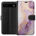 Pikkukuva 1 / 3: Yhteensopiva Lompakkokotelo Google Pixel 6a Marmori Violetti Kulta