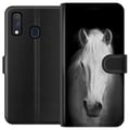 Pikkukuva 1 / 3: Yhteensopiva Lompakkokotelo Samsung Galaxy A40 Valkoinen Hevonen