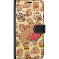 Miniatyrbild 3 av 3: Kompatibelt Plånboksfodral till Samsung Galaxy S23+ Capybara Snack Tid Söta capybaror njuter av vattenmelon pizza och popcorn i en varm och lekfull d