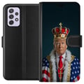 Miniatyrbild 1 av 3: Kompatibelt Plånboksfodral till Samsung Galaxy A52s 5G Porträtt av Donald Trump klädd som kung med krona och mantel i USA-flaggan, symbolisk och prov