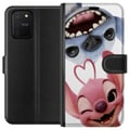 Miniatyrbillede 1 af 3: Kompatibel Tegnebogsetui til Samsung Galaxy S10 Lite Legesyge Stitch og Angel i nærbillede med store grin og hjerteformede detaljer, der skaber en ch