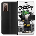 Miniatyrbillede 1 af 3: Kompatibel Tegnebogsetui til Samsung Galaxy S20 FE Snoopy i streetwear med høretelefoner og graffiti-stil står ved siden af en boombox og smiler stor