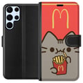 Pikkukuva 1 / 3: Yhteensopiva Lompakkokotelo Samsung Galaxy S22 Ultra 5G Söpö Pusheenin kaltainen kissa ranskalaisten perunoiden kanssa McDonald’s-tyyliin – humoristi