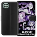 Miniatyrbilde 1 av 3: Kompatibelt Lommeboketui til Samsung Galaxy A22 5G Kpop Demonjegere Huntrix Trio Lilla Stjerner Retro Kosmisk Idolglød