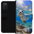 Miniatyrbillede 1 af 2: Kompatibel Tegnebogsetui til Samsung Galaxy A03s Säl Hav Simmande Djurmotiv Natur Vattenmotiv Blå Design