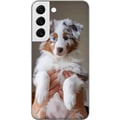 Miniatyrbild 1 av 3: Kompatibelt Mobilskal till Samsung Galaxy S22 5G Hundvalp illustration – Söt fluffig valp i porträttdesign med blå ögon