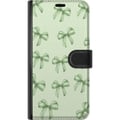 Miniatyrbillede 3 af 3: Kompatibel Tegnebogsetui til Samsung Galaxy S9+ Grønne rosetter mønster sødt pastel sløjfemønster sømløst gavebånd æstetisk baggrund motiv plakat