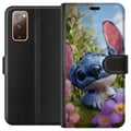 Miniatyrbillede 1 af 3: Kompatibel Tegnebogsetui til Samsung Galaxy S20 FE Blå tegnet figur inspireret af Stitch i naturlige omgivelser med blomster og et sødt udtryk, perfe