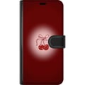 Pikkukuva 3 / 3: Yhteensopiva Lompakkokotelo Xiaomi 12 Cherry Bow -kirsikkadesign rusettikoristeella romanttisessa retrotyylissä, punainen väri ja vintagehenkisyys