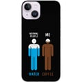 Pikkukuva 1 / 3: Yhteensopiva Puhelinkuori Apple iPhone 14 Plus Hauska minimalistinen kuvitus, jossa on teksti normal people water me coffee, täydellinen kahvin ystäv