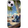 Miniatyrbild 1 av 3: Kompatibelt Mobilskal till Apple iPhone 14 Plus Stitch Disney figur med tropisk strandmotiv