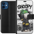 Miniatyrbild 1 av 3: Kompatibelt Plånboksfodral till Apple iPhone 12 Snoopy i streetwear med hörlurar och graffitistil står bredvid boombox och ler stort, ett urbant mode