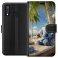 Miniatyrbild 1 av 3: Kompatibelt Plånboksfodral till Samsung Galaxy A40 Stitch Disney figur med tropisk strandmotiv