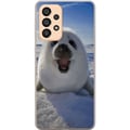 Pikkukuva 1 / 3: Yhteensopiva Puhelinkuori Samsung Galaxy A33 5G Hylkeenpoikanen lumessa, suuri hymy ja pehmeä, pyöreä muoto, suloinen talviaihe arktisella tunnelmall