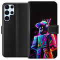 Pikkukuva 1 / 3: Yhteensopiva Lompakkokotelo Samsung Galaxy S22 Ultra 5G Roblox Neon Player Värikäs Roblox-hahmo neonväreissä mustaa taustaa vasten modernissa pelityy