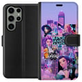 Miniatyrbillede 1 af 3: Kompatibel Tegnebogsetui til Samsung Galaxy S23 Ultra KPop Demon Hunters fødselsdagsmotiv med KPop-karakterer i neonlys og farverigt festtema