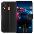 Pikkukuva 1 / 2: Yhteensopiva Lompakkokotelo Samsung Galaxy A20e Neon Urheiluauto Kilpa-ajo Drift Nopea