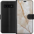Pikkukuva 1 / 3: Yhteensopiva Lompakkokotelo Samsung Galaxy S10 Valkoinen marmori kultajuovilla, elegantti ja ylellinen design täydellinen sinulle, joka rakastat tyyl