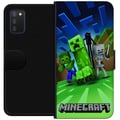 Miniatyrbilde 1 av 2: Kompatibelt Lommeboketui til Samsung Galaxy A03s Minecraft Creeper mobilskal i klassisk grön pixelstil