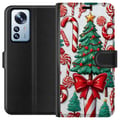 Miniatyrbillede 1 af 3: Kompatibel Tegnebogsetui til Xiaomi 12 Pro Juletræ plakat juletræ sukkerstang slik høytidsslik julemotiv retro sukkerstænger design kunst