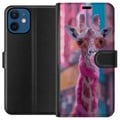 Miniatyrbilde 1 av 3: Kompatibelt Lommeboketui til Apple iPhone 12 Sjiraff med tyggegummi, morsomt fargerikt design i urbant miljø i popkunststil med leken energi, humor o