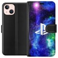 Miniatyrbillede 1 af 3: Kompatibel Tegnebogsetui til Apple iPhone 13 PlayStation-logo mod galaksebaggrund kosmisk gamingdesign til gamere og konsolfans