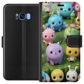 Miniatyrbild 1 av 2: Kompatibelt Plånboksfodral till Samsung Galaxy S8 Kawaii djur i pastell färgglada figurer på grön bakgrund lekfullt motiv för barn och unga vuxna