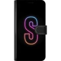 Pikkukuva 3 / 3: Yhteensopiva Lompakkokotelo Xiaomi 12 Pro Neonkirjain S vaaleanpunaisen ja sinisen sävyissä tummaa taustaa vasten retrofuturistisessa designissa