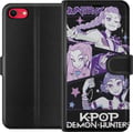 Pikkukuva 1 / 3: Yhteensopiva Lompakkokotelo Apple iPhone SE (2022) Kpop Demoninmetsästäjät Huntrix Trio Violetit Tähdet Retro Kosminen Idolihehku