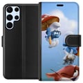 Pikkukuva 1 / 3: Yhteensopiva Lompakkokotelo Samsung Galaxy S22 Ultra 5G Smurffit juliste sininen sarjakuvahahmot retro piirroselokuva Schtroumpfs sarja lapsuus klass