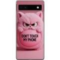 Pikkukuva 1 / 3: Yhteensopiva Puhelinkuori Google Pixel 6a Huumoristinen vaaleanpunainen kissa, jonka tekstinä on Don’t Touch My Phone – hauska ja trendikäs kuosi, jo