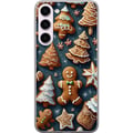 Pikkukuva 1 / 3: Yhteensopiva Puhelinkuori Samsung Galaxy S23+ Piparkakut kuusien, ukkojen ja tähtien muotoisina, koristeltuina kuorrutteella kodikkaan talvisen kuvio