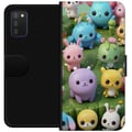 Miniatyrbilde 1 av 2: Kompatibelt Lommeboketui til Samsung Galaxy A03s Kawaii-dyr i pastell, fargerike figurer på grønn bakgrunn, lekent motiv for barn og unge voksne