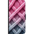 Miniatyrbild 2 av 2: Kompatibelt Plånboksfodral till Samsung Galaxy A20s Tät närbild av flätad textil i rosa grå och vitt med tydlig taktil struktur