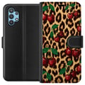 Miniatyrbilde 1 av 3: Kompatibelt Lommeboketui til Samsung Galaxy A32 5G Kirsebær leopardmønster kirsebær retro rockabilly pinupstil kirsebærtrykk leopardbakgrunn motekuns