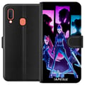 Miniatyrbillede 1 af 2: Kompatibel Tegnebogsetui til Samsung Galaxy A20e Futuristisk girl group-illustration med neonlys og stærke farver i sci-fi-æstetik