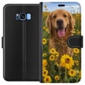 Miniatyrbilde 1 av 3: Kompatibelt Lommeboketui til Samsung Galaxy S8 Golden Retriever Solrosfält Hundmotiv Natur Sommar Design