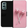 Pikkukuva 1 / 3: Yhteensopiva Lompakkokotelo OnePlus 9 Pro Vaaleanpunaiset tikkarit ja karkkidesign – Söpö pastellikuvio trendikkäille asusteille
