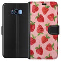 Miniatyrbillede 1 af 3: Kompatibel Tegnebogsetui til Samsung Galaxy S8 Jordbærdrømme - Retro-stil jordbærmønster