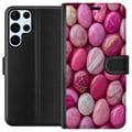 Pikkukuva 1 / 3: Yhteensopiva Lompakkokotelo Samsung Galaxy S22 Ultra 5G Vaaleanpunaiset marmorikivet ylellinen pastellikuvio kiiltävällä pinnalla täydellinen moderni
